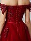 cheap Evening Dresses-A-Line Elegant Formal Dress Prom Formal Evening Sweep / Brush Train Sleeveless Off Shoulder Tulle Over Lace with Beading Appliques 2025