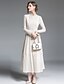 cheap Midi Dresses-Women&#039;s Party / Going out Street chic / Sophisticated Maxi A Line / Swing Dress - Solid Colored Lace High Waist Crew Neck Spring Beige L XL XXL