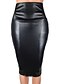cheap Skirts-Women&#039;s Pencil Bodycon Work Skirts Midi Skirts Solid Colored Office / Career Daily Wear Spring &amp;  Fall PU Faux Leather Basic Black Wine Blue Brown