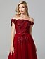 cheap Evening Dresses-A-Line Elegant Formal Dress Prom Formal Evening Sweep / Brush Train Sleeveless Off Shoulder Tulle Over Lace with Beading Appliques 2025
