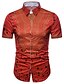 abordables Camisas de hombres-Hombre Diario Camisa Talla Grande Tribal Manga Corta Estampado Tops Cuello Italiano Negro Rojo Blanco / Verano
