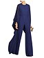 cheap Jumpsuits &amp; Rompers-Women&#039;s Jumpsuit Solid Color Zipper Elegant Round Neck Bootcut Party Long Sleeve Standard Fit Blue White Black S M L Spring / High Waist