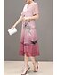 cheap Mother Dresses-Plus Size Going out Chinoiserie Chiffon Dress Floral Print Summer Blue Red XL XXL XXXL