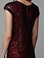 cheap Elegant Dresses-Sheath / Column Roaring 20s Dress Party Wear Asymmetrical Short Sleeve Jewel Neck Polyester with Sequin Tassel 2022