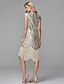 preiswerte Elegantes Damenkleid-Eng anliegend Brüllen 20s Kleid Partykleidung Asymmetrisch Kurzarm Schmuck Polyester mit Paillette Quaste 2022