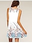 cheap Casual Dresses-Women&#039;s Shift Dress White Sleeveless Animal Print Summer Round Neck S M L XL