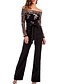 cheap Jumpsuits &amp; Rompers-Women&#039;s Sexy Party Going out Off Shoulder Off Shoulder Black Slim Jumpsuit Color Block Solid Colored Sequins