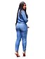 abordables Jumpsuits &amp; Rompers-Combinaison-pantalon Femme Couleur Pleine Col de Chemise Crochet du quotidien Manches Longues Standard Bleu clair S / Grande Taille