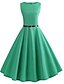 cheap Midi Dresses-Women&#039;s Knee Length Dress Swing Dress Green Red Sleeveless Solid Colored Round Neck Summer Basic Vintage Slim S M L XL XXL