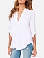 baratos Tops &amp; Blouses-Mulheres Camisa Social Blusa Tecido Preto Branco Vinho Manga Longa Casual
