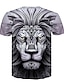 cheap Tank Tops-Men&#039;s T shirt Graphic 3D Animal Plus Size Tops Gray