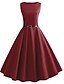 cheap Midi Dresses-Women&#039;s Knee Length Dress Swing Dress Green Red Sleeveless Solid Colored Round Neck Summer Basic Vintage Slim S M L XL XXL