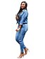 preiswerte Jumpsuits &amp; Rompers-Damen Overall Einfarbig Hemdkragen Stifte Täglich Langarm Regular Fit Leicht Blau S M L / Übergröße