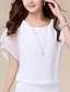 baratos Tops &amp; Blouses-Mulheres Blusa Camisa Social Tecido Sólido Decote Redondo Blusas Branco Preto Azul