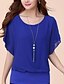 cheap Tops &amp; Blouses-Women&#039;s Blouse Shirt Plain Solid Colored Round Neck Tops White Black Blue