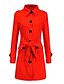 cheap Coats &amp; Trench Coats-Women&#039;s Trench Coat Fall &amp; Winter Valentine&#039;s Day Going out Long Coat Shirt Collar Regular Fit Jacket Long Sleeve Solid Colored Black Red White