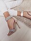 cheap Sandals-Women&#039;s Sandals Office &amp; Career Party &amp; Evening Solid Colored Summer Rhinestone Sparkling Glitter Stiletto Heel Open Toe Business Minimalism Walking Suede Zipper Almond Black