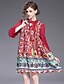cheap Boho Dresses-Women&#039;s Going out / Weekend Basic / Chinoiserie Loose A Line / Swing Dress Rivet / Print Summer Red M L XL