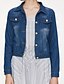 cheap Plus Size Outerwear-Women&#039;s Denim Jacket Spring &amp;  Fall Daily Holiday Weekend Short Coat Shirt Collar Slim Streetwear Jacket Long Sleeve Solid Colored Blue / Cotton