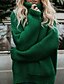 baratos Sweaters &amp; Cardigans-Mulheres Básico Moda de Rua Fenda Sólido Pulôver Manga Longa Solto Padrão Casacos de malha Gola Alta Outono Inverno Preto Vermelho Amarelo