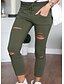abordables Pants-Femme Chino Pantalon Coton Vin Vert Véronèse Blanche Taille médiale du quotidien Couleur Pleine S M L XL XXL / Slim