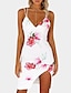 cheap Bodycon Dresses-Women&#039;s Bodycon White Navy Blue Sleeveless Floral Print Summer Strap Sexy Going out Slim S M L XL
