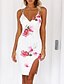 cheap Bodycon Dresses-Women&#039;s Bodycon White Navy Blue Sleeveless Floral Print Summer Strap Sexy Going out Slim S M L XL
