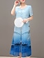 abordables Mother Dresses-Mujer Vestido de raso Manga Corta Floral Estampado Verano Tallas Grandes Tejido Oriental Noche Azul Piscina Rojo M L XL XXL 3XL