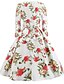 cheap Midi Dresses-Women&#039;s Swing Dress Knee Length Dress Red Yellow Blushing Pink Long Sleeve Floral Print Patchwork Print Fall Round Neck Elegant Vintage 2021 S M L XL XXL