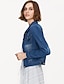 cheap Plus Size Outerwear-Women&#039;s Denim Jacket Spring &amp;  Fall Daily Holiday Weekend Short Coat Shirt Collar Slim Streetwear Jacket Long Sleeve Solid Colored Blue / Cotton