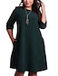 abordables Robes Grandes Tailles  Femme-Robe Droite Travail basique L&#039;autume Printemps du quotidien Vacances Robe Longueur Genou Robe