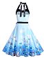 cheap Vintage Dresses-Women&#039;s Blue Dress Vintage Spring Daily Going out A Line Animal Halter Neck Butterfly Print S M / Cotton