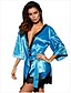 abordables Pyjamas-Femme Dentelle Sexy Robe de chambre Satin &amp; Soie Vêtement de nuit Couleur Pleine Noir / Bleu / Rouge S M L / V Profond