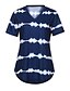 billige T-shirts-Dame Stripet Trykt mønster T-skjorte - Bomull Grunnleggende Daglig Blå