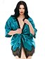 abordables Pyjamas-Femme Dentelle Sexy Robe de chambre Satin &amp; Soie Vêtement de nuit Couleur Pleine Noir / Bleu / Rouge S M L / V Profond