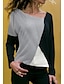 cheap T-Shirts-Women&#039;s T shirt Color Block Long Sleeve Round Neck Tops Blue Yellow Gray