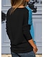 abordables T-shirts-T-shirt Femme Quotidien Bloc de Couleur Manches Longues Col Rond Bleu Jaune Gris Hauts Ample