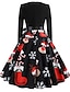 cheap Vintage Dresses-Women&#039;s A-Line Dress Midi Dress - Long Sleeve Color Block Fall Winter Basic Christmas Black S M L XL XXL