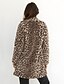 cheap Coats &amp; Trench Coats-Women&#039;s Teddy Coat Fall &amp; Winter Daily Going out Long Coat Regular Fit Sexy Jacket Long Sleeve Classic Leopard Print Gray Khaki