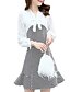 abordables Robes Soirée-Femme Robe Trapèze manche longue basique Damier Col V Noir Blanche S M L XL XXL