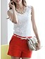 baratos Regatas-Mulheres Malha Íntima Tecido Sólido Decote Redondo Blusas Branco Preto