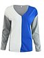 cheap Tops &amp; Blouses-Women&#039;s Blouse Shirt Solid Colored Long Sleeve Patchwork V Neck Tops Basic Basic Top Blue Blushing Pink