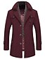 cheap Men&#039;s Christmas Outerwear-Men&#039;s Daily Regular Coat, Solid Colored Shirt Collar Long Sleeve Wool Wine / Camel / Brown