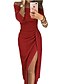 cheap Dresses-Women&#039;s Sequin Sheath Dress Midi Dress Black Gray Light Brown Red 3/4 Length Sleeve Pure Color Split Cold Shoulder Fall Spring Off Shoulder Personalized Formal Sexy Party Regular Fit 2023 M L XL XXL