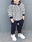cheap Boys&#039; Clothing Sets-Toddler Boys&#039; Hoodie &amp; Pants Pullover Clothing Set Long Sleeve 2 Pieces Blue Black Letter Elastic Drawstring Design With Pockets Striped Solid Color Sports Outdoor Cotton Basic Casual 2-6 Years