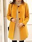 cheap Coats &amp; Trench Coats-Women&#039;s Coat Daily Long Coat Turtleneck Slim Basic Jacket Long Sleeve Solid Colored Yellow Black / Plus Size