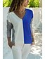 cheap Tops &amp; Blouses-Women&#039;s Blouse Shirt Solid Colored Long Sleeve Patchwork V Neck Tops Basic Basic Top Blue Blushing Pink