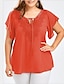 cheap T-Shirts-Women&#039;s Plus Size T-shirt Solid Colored Slim Tops Basic V Neck Black Purple Red