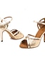 abordables Pumps &amp; Heels-Mujer Zapatos de Baile Latino Salón Zapatos de Salsa Baile en línea Sandalia Zapatilla Corte Tacón alto delgado Dorado Tira de tobillo Zapatos brillantes / Rendimiento