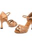 abordables Pumps &amp; Heels-Mujer Zapatos de Baile Latino Salón Zapatos de Salsa Baile en línea Sandalia Zapatilla Hebilla Tacón alto delgado Marrón Tira de tobillo Satén / Rendimiento / EU37